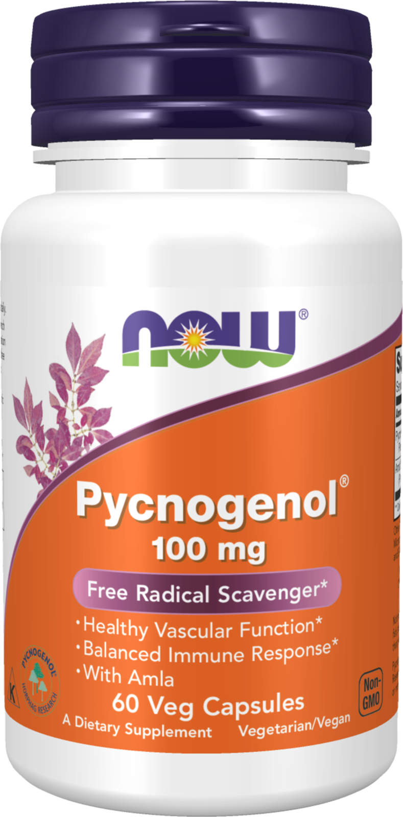 NOW Supplements, Pycnogenol 100 mg with Amla, 60 Veg Caps — product image