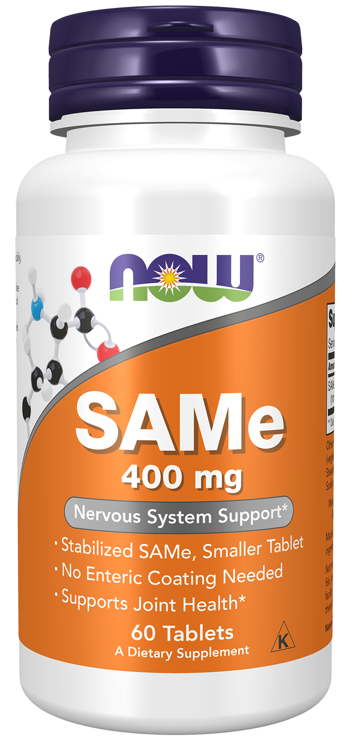 NOW Supplements, SAMe 400 mg, Nervous System Support*, 60 Tabs — product image