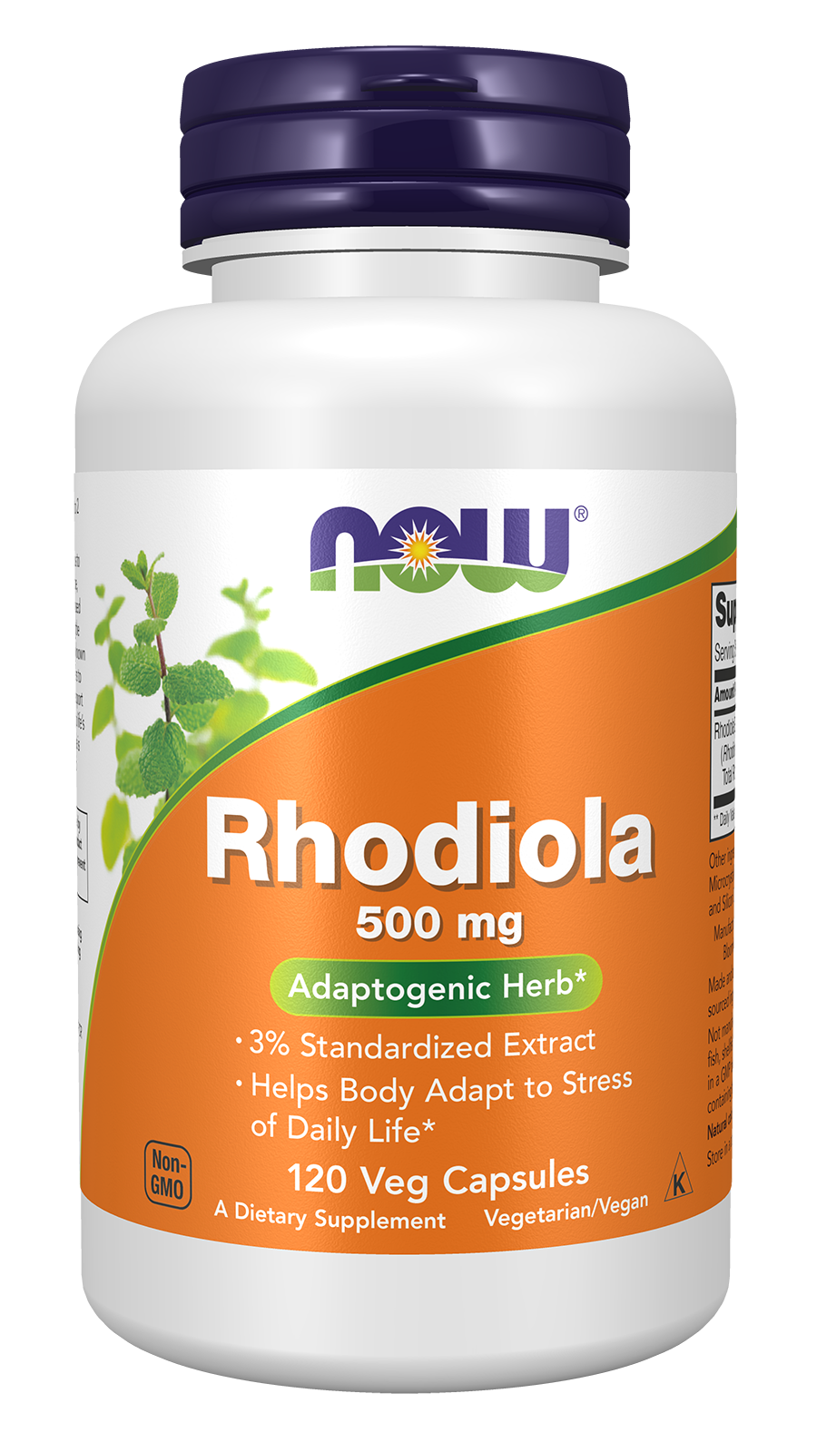 NOW Supplements, Rhodiola 500 mg, Helps Body Adapt to Stress of Daily Life*, Adaptogenic Herb*, 120 Veg Capsules — product image