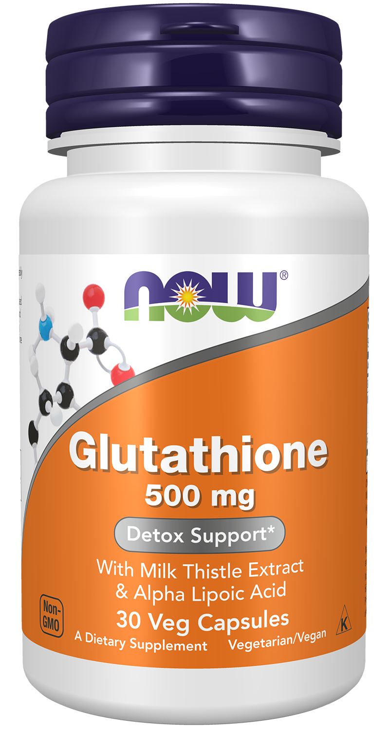 NOW Supplements, Glutathione 500 mg, Detoxification Support*, 30 Veg Caps — product image