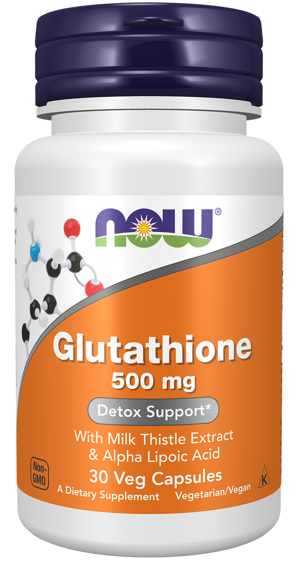 NOW Supplements, Glutathione 500 mg, Detoxification Support*, 30 Veg Caps — product image