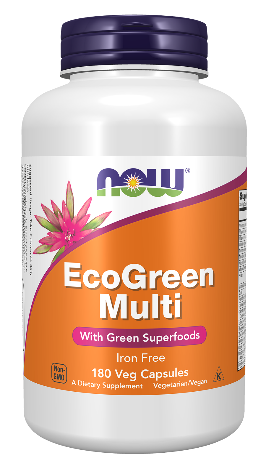 NOW Supplements, EcoGreen Multi Vitamin with Green Superfoods, 180 Veg Caps — product image
