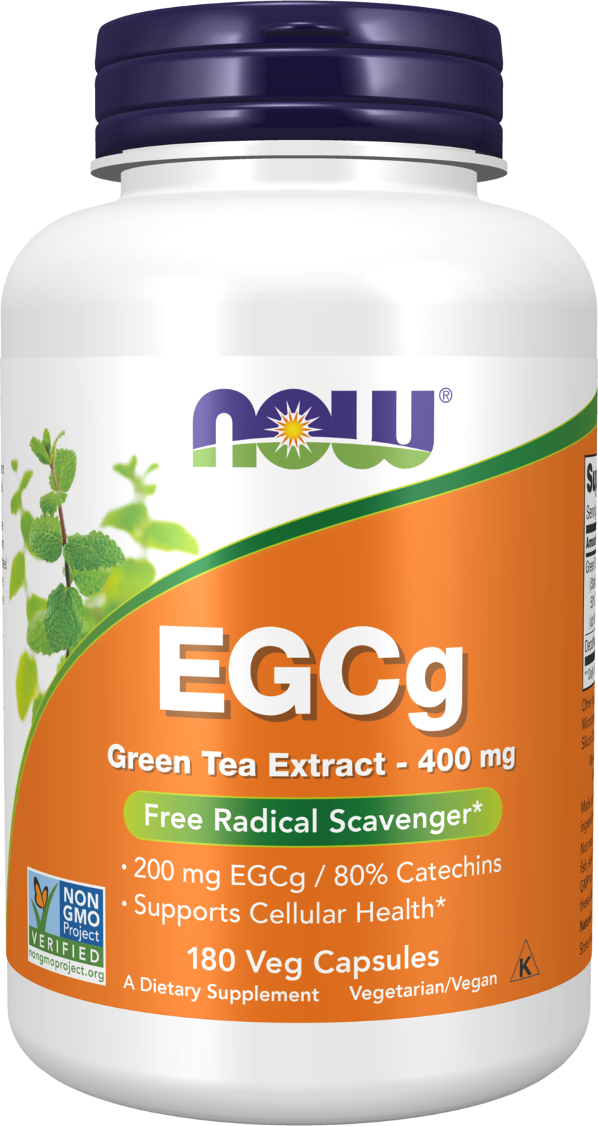 NOW Supplements, EGCg Green Tea Extract 400 mg, 180 Veg Caps — product image