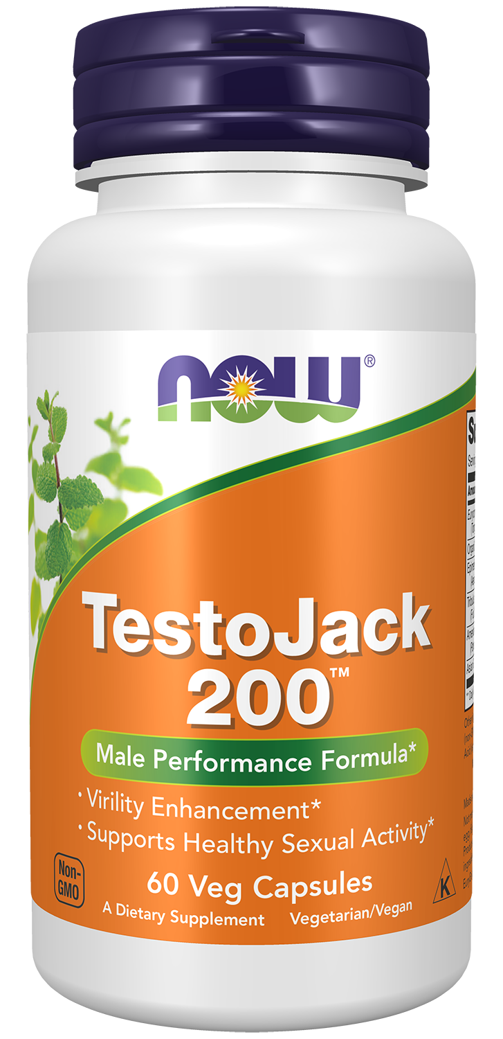 NOW Supplements, TestoJack™ 200 with Tongkat Ali, Tribulus, 60 Veg Caps — product image