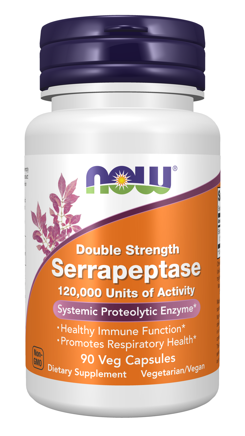 NOW Supplements, Serrapeptase 120,000 Units of Activity, 90 Veg Caps — product image