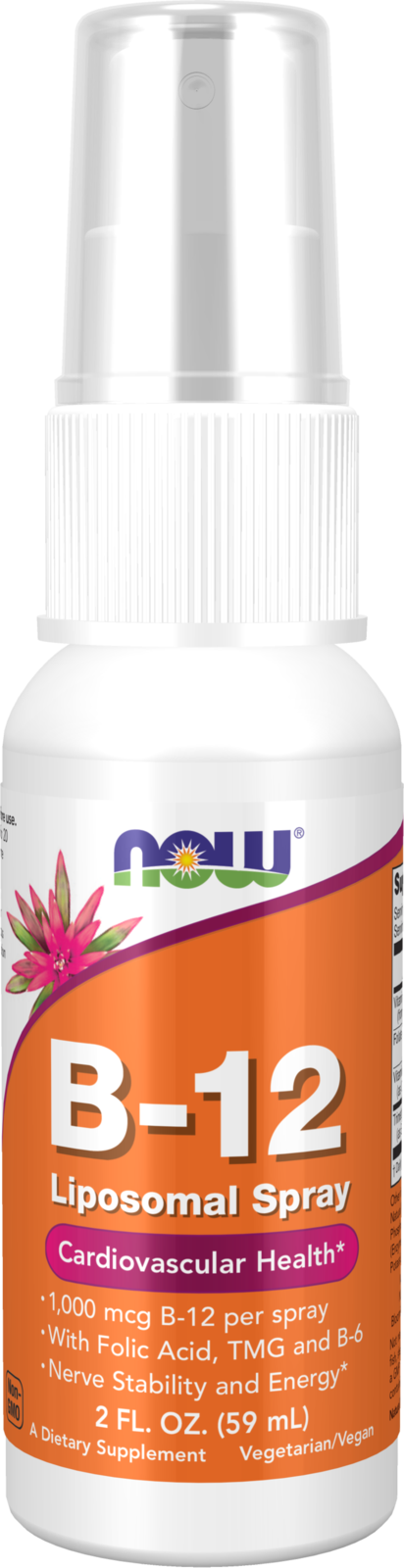 NOW Supplements, Vitamin B-12 Liposomal Spray with Folic Acid, TMG, 2 oz — product image