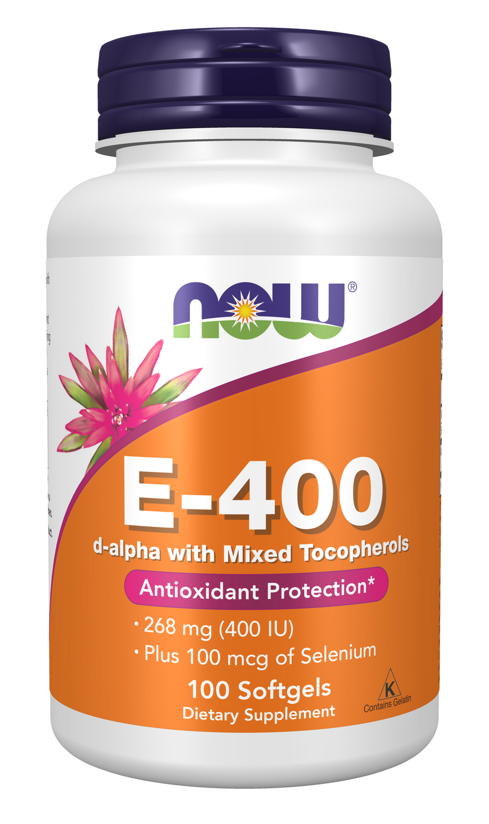 NOW Supplements, Vitamin E-400 IU, Mixed Tocopherols, Antioxidant Protection*, 100 Softgels — product image