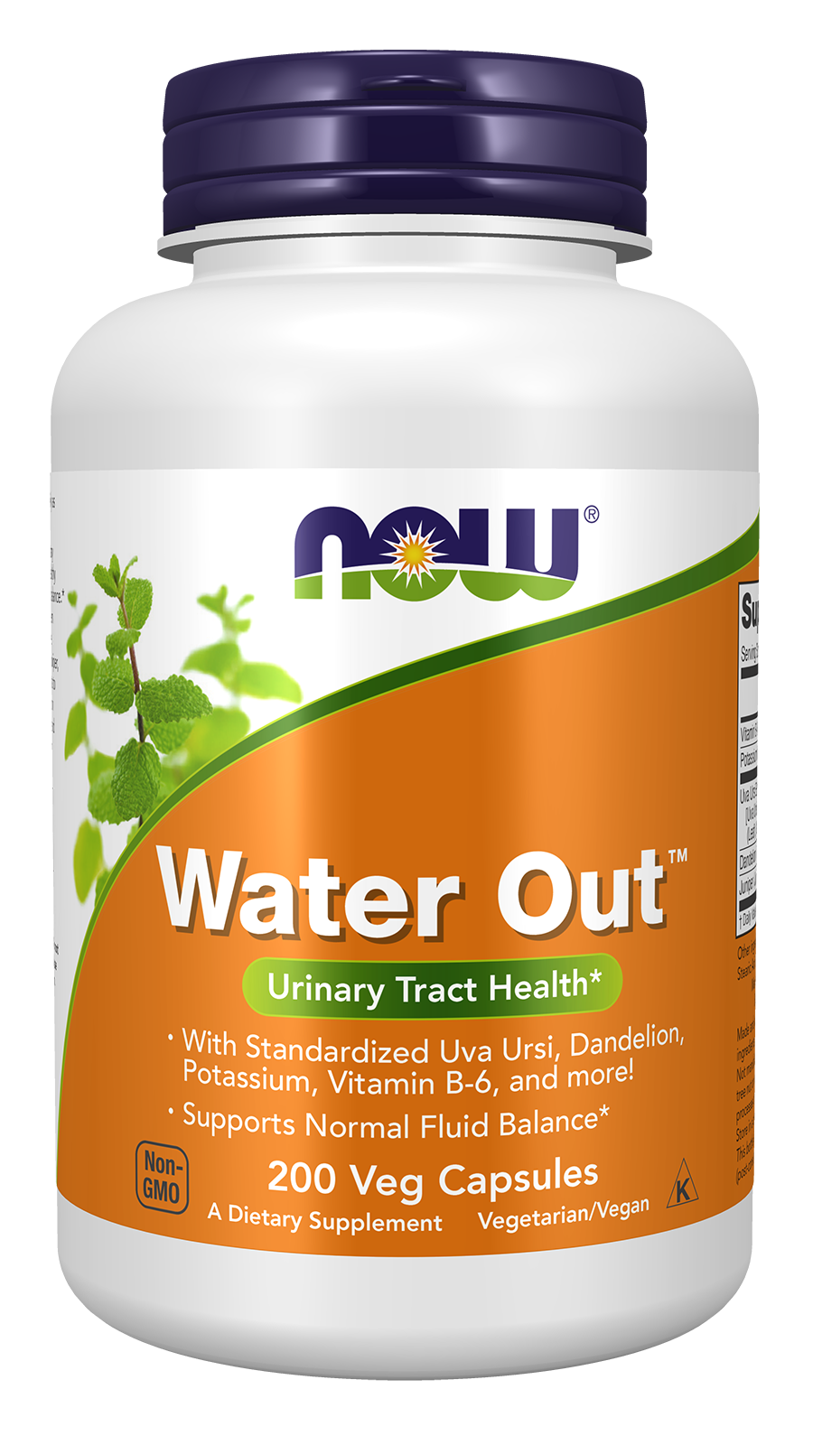 NOW Supplements, Water Out, Standardized Uva Ursi, Dandelion, 200 Veg Caps — product image
