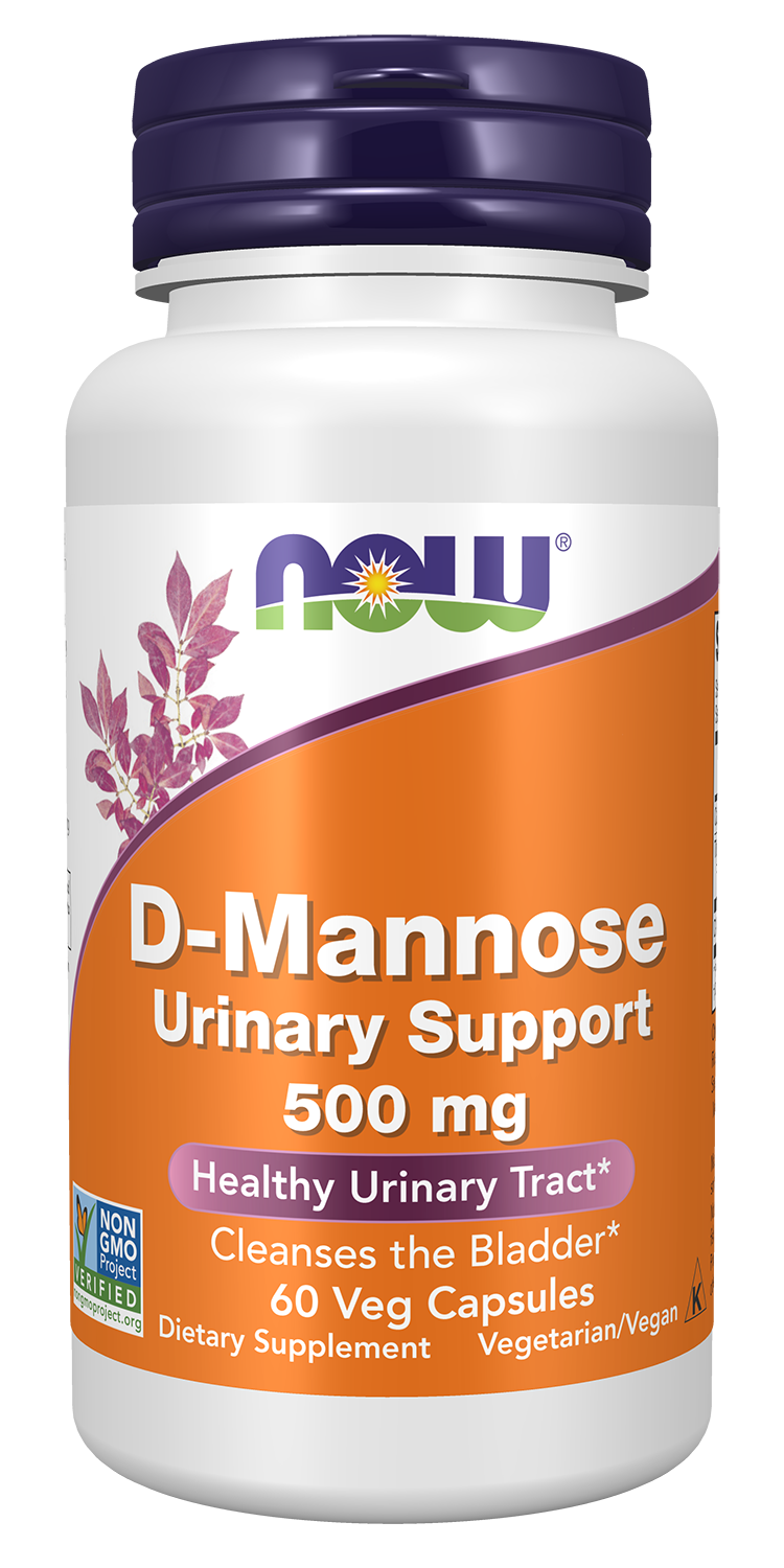 NOW Supplements, D-Mannose 500 mg, Healthy Urinary Tract*, 60 Veg Caps — product image