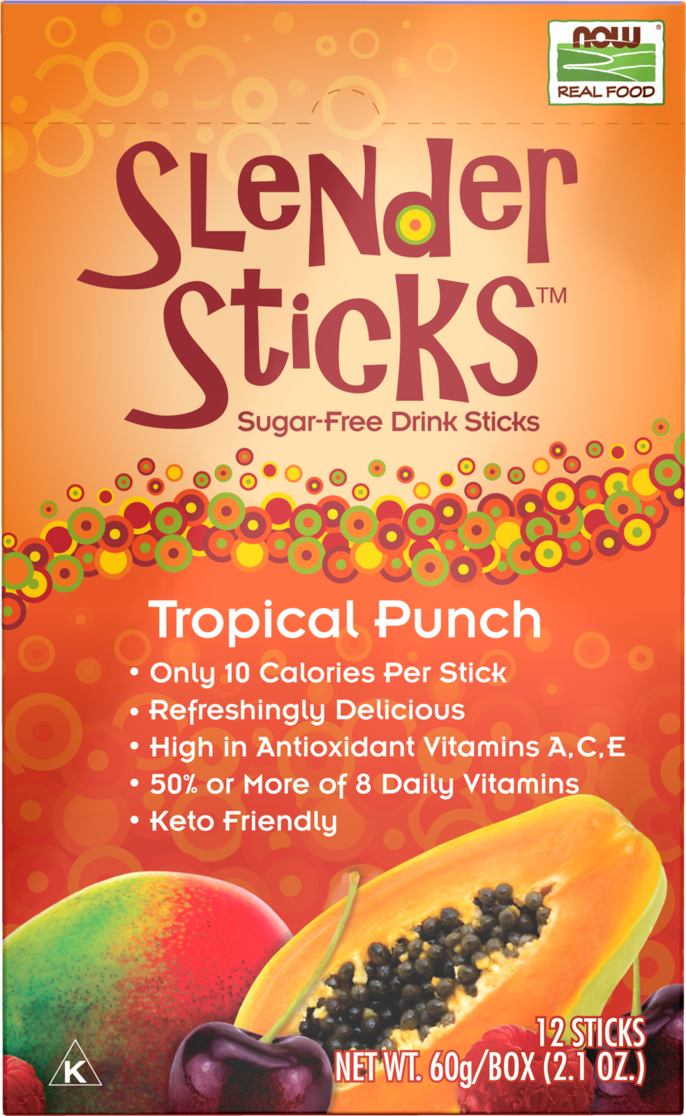 NOW Foods, Slender Sticks, Tropical Punch, 15 Calories Per Stick, 12/Box — product image