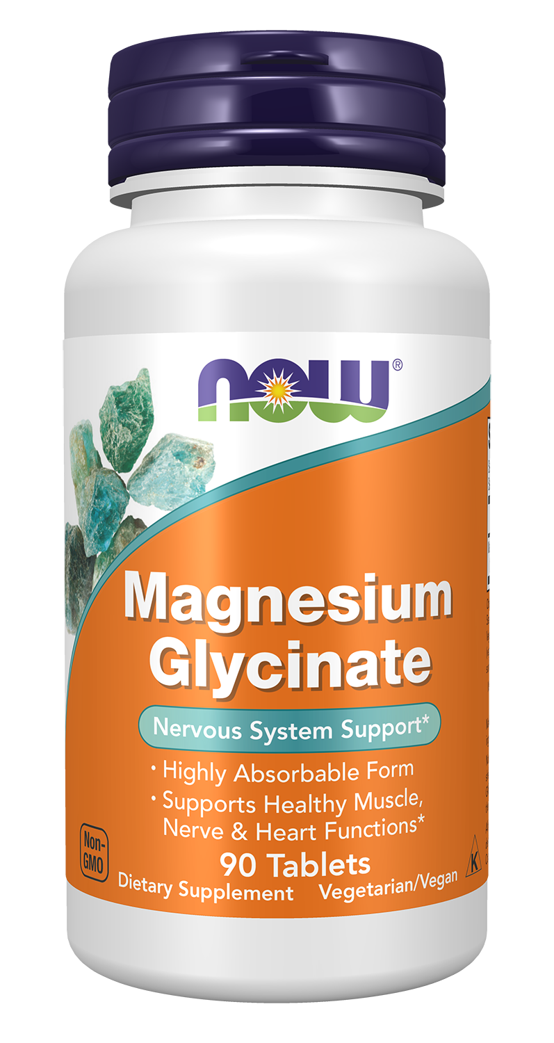 NOW Supplements, Magnesium Glycinate, Highly Absorbable Form, 90 Tablets — product image
