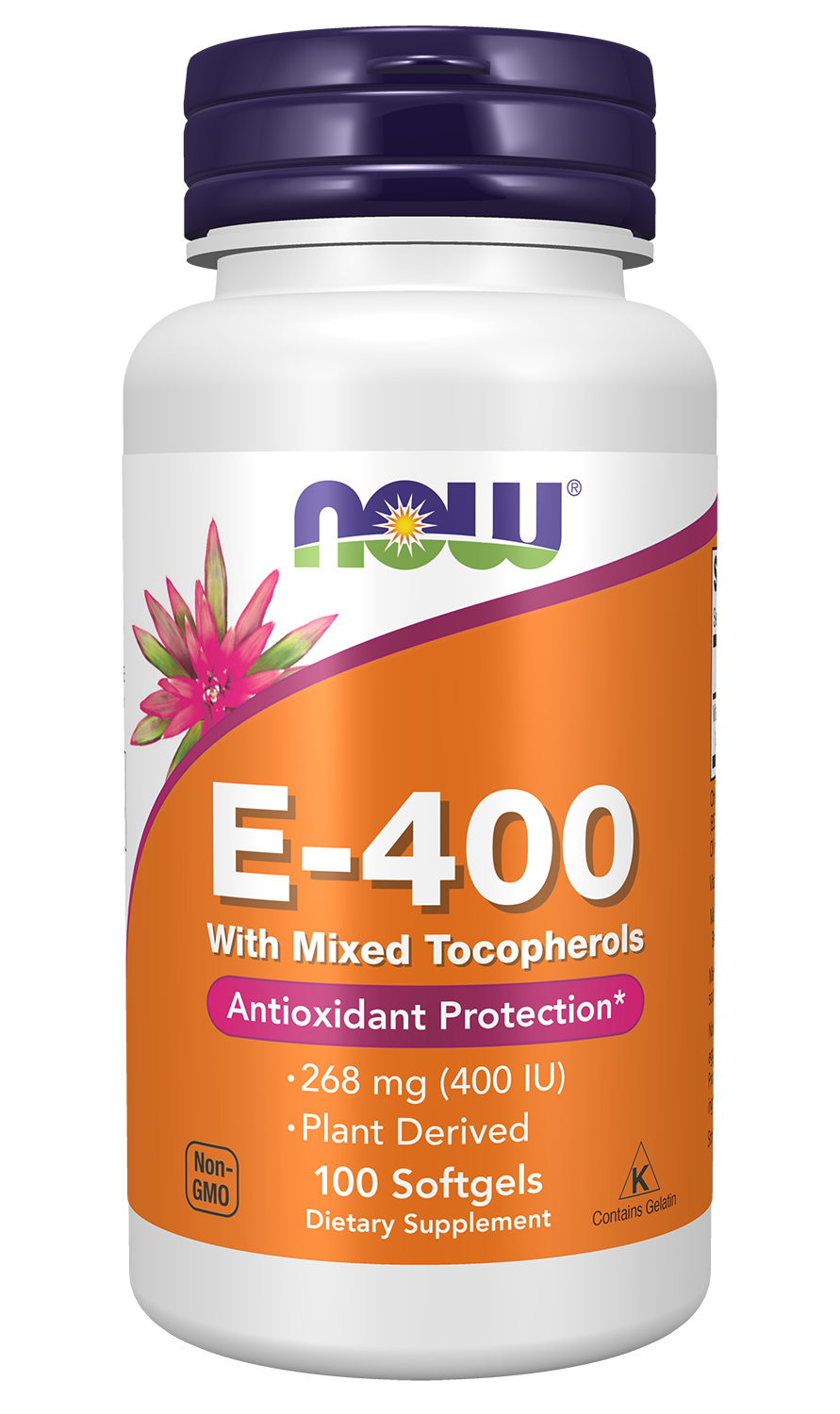 NOW Supplements, Vitamin E-400 IU Mixed Tocopherols, 100 Softgels — product image