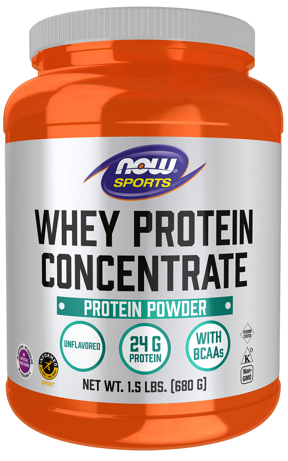 NOW Sports, Whey Protein Concentrate 24 g, Unflavored Powder, 1.5 lbs — product image
