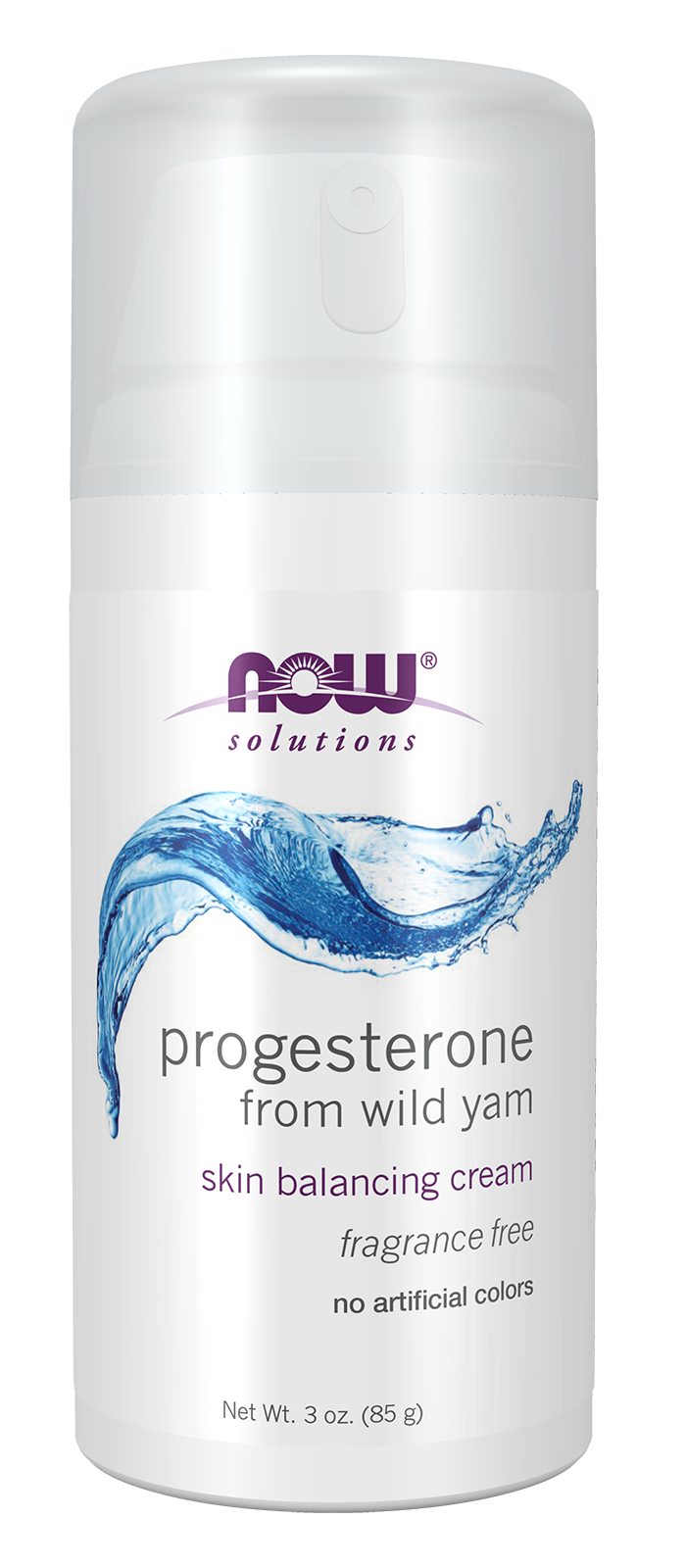 NOW Solutions, Progesterone, Balancing Skin Cream, 20 mg of Progesterone Per Pump, Unscented, 3-Ounce — product image