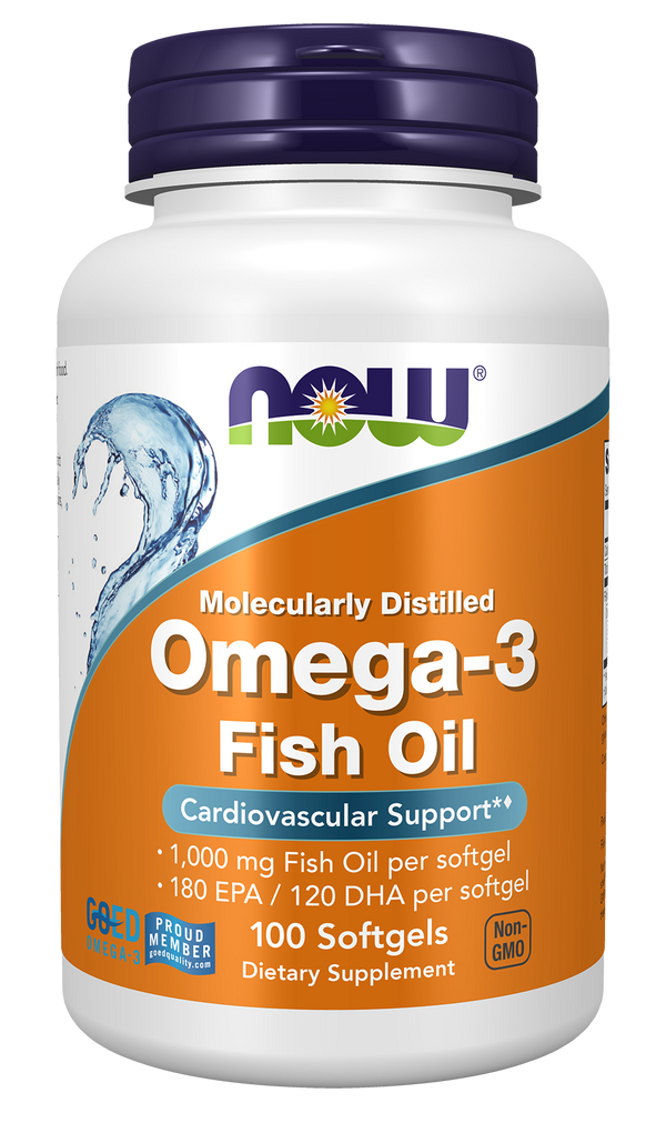 NOW Supplements, Omega-3, Molecularly Distilled, 100 Softgels — product image