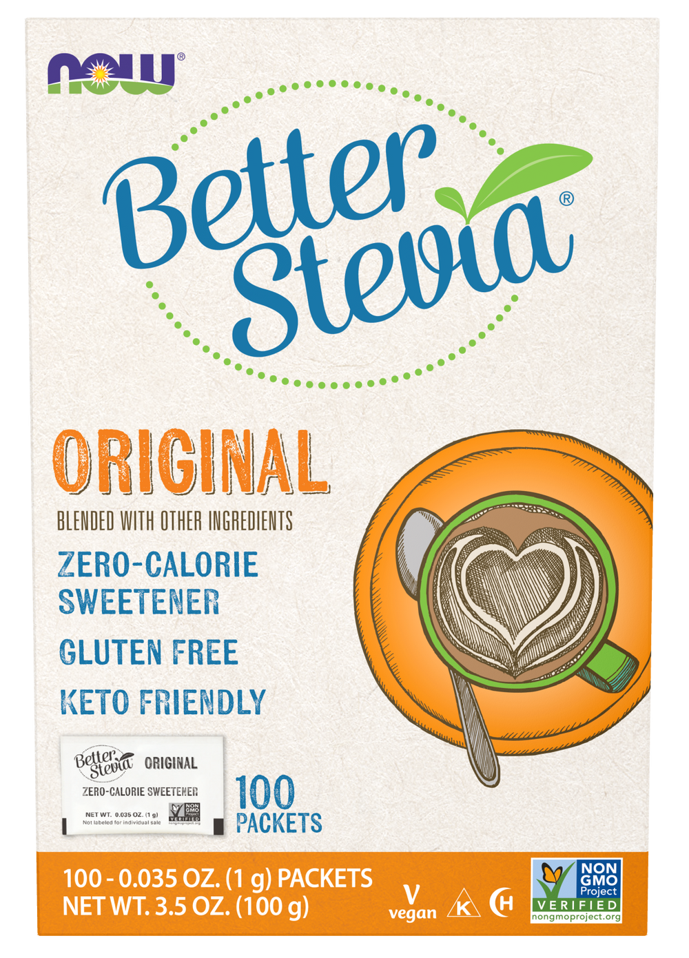 NOW BetterStevia®  Granulated Zero-Calorie Sweetener, 100 Packets — product image