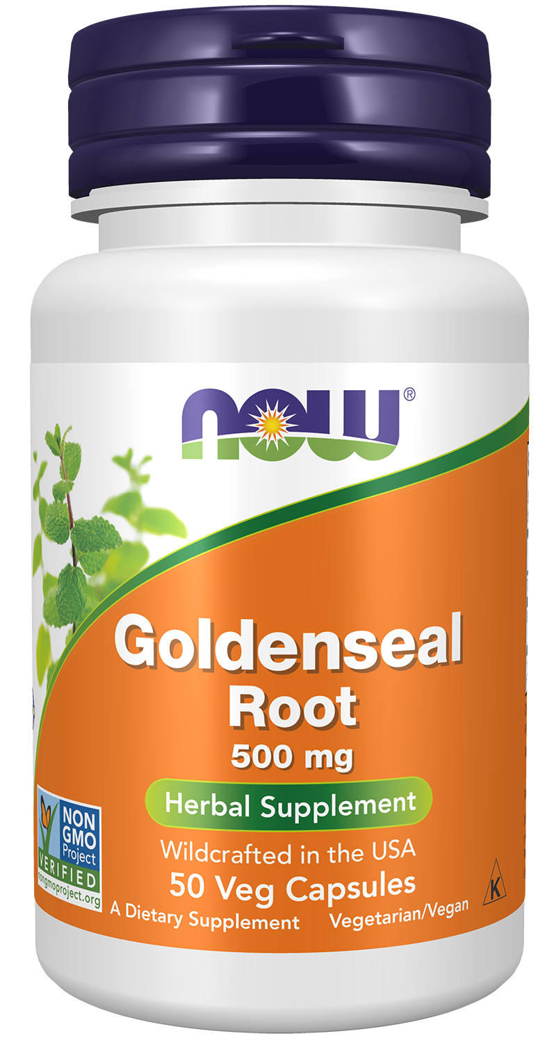 NOW Supplements, Goldenseal Root 500 mg, Herbal Supplement, 50 Veg Caps — product image