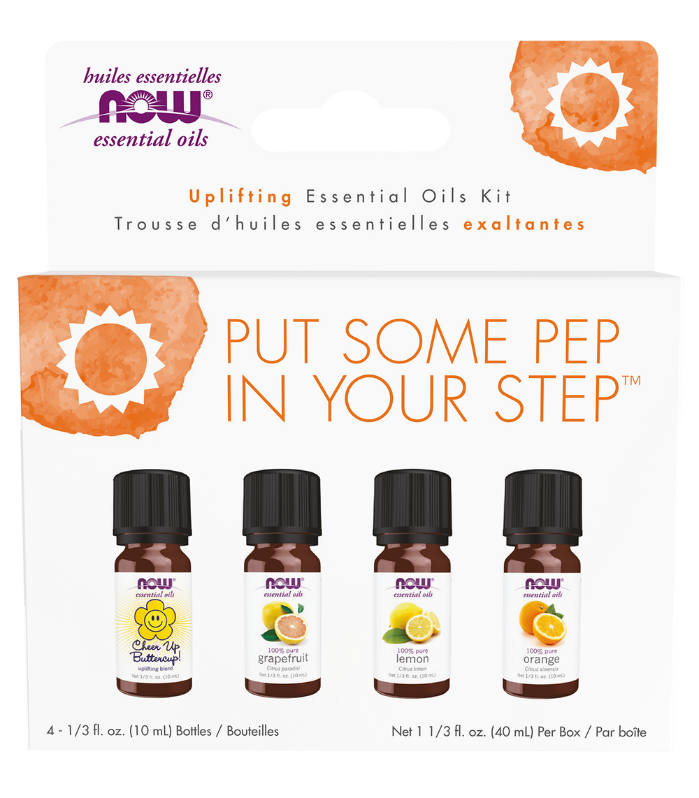 NOW Essential Oils, Put Some Pep in Your Step Uplifting Aroma Kit, 4x 10mL — product image