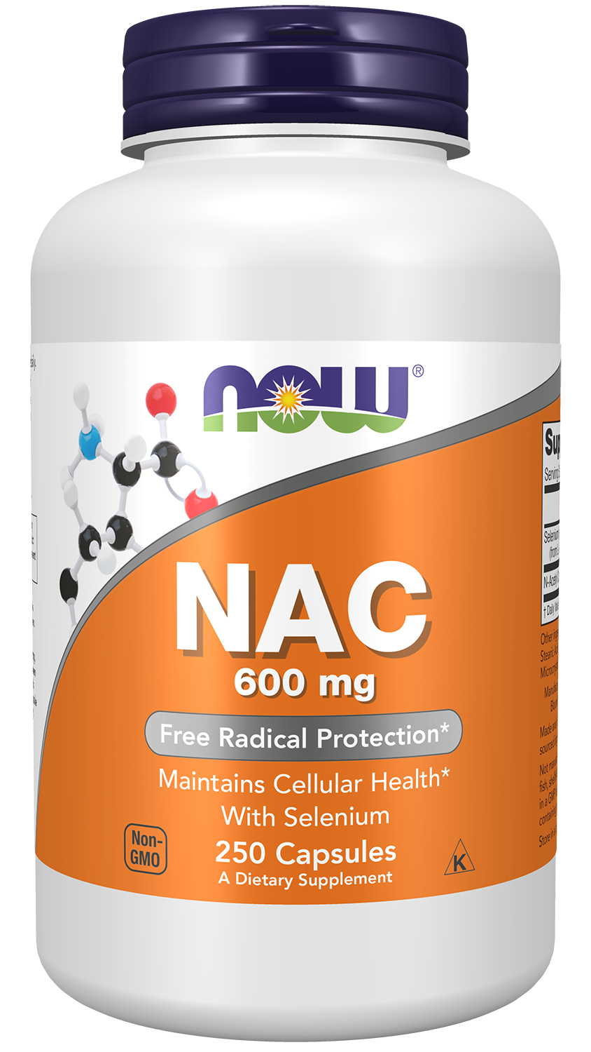 NOW Supplements, NAC (N-Acetyl Cysteine) 600 mg with Selenium, 250 Capsules — product image