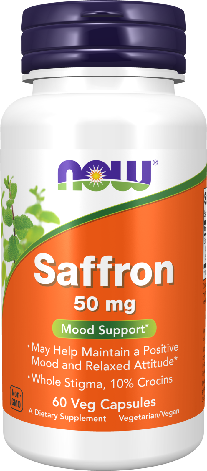 NOW Supplements, Saffron Whole Herb 50 mg with 10% Crocins, 60 Veg Capsules — product image