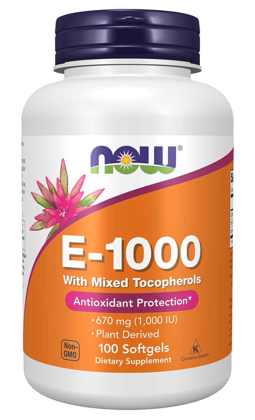 NOW Supplements, Vitamin E-1,000 IU Mixed Tocopherols, 100 Softgels — product image