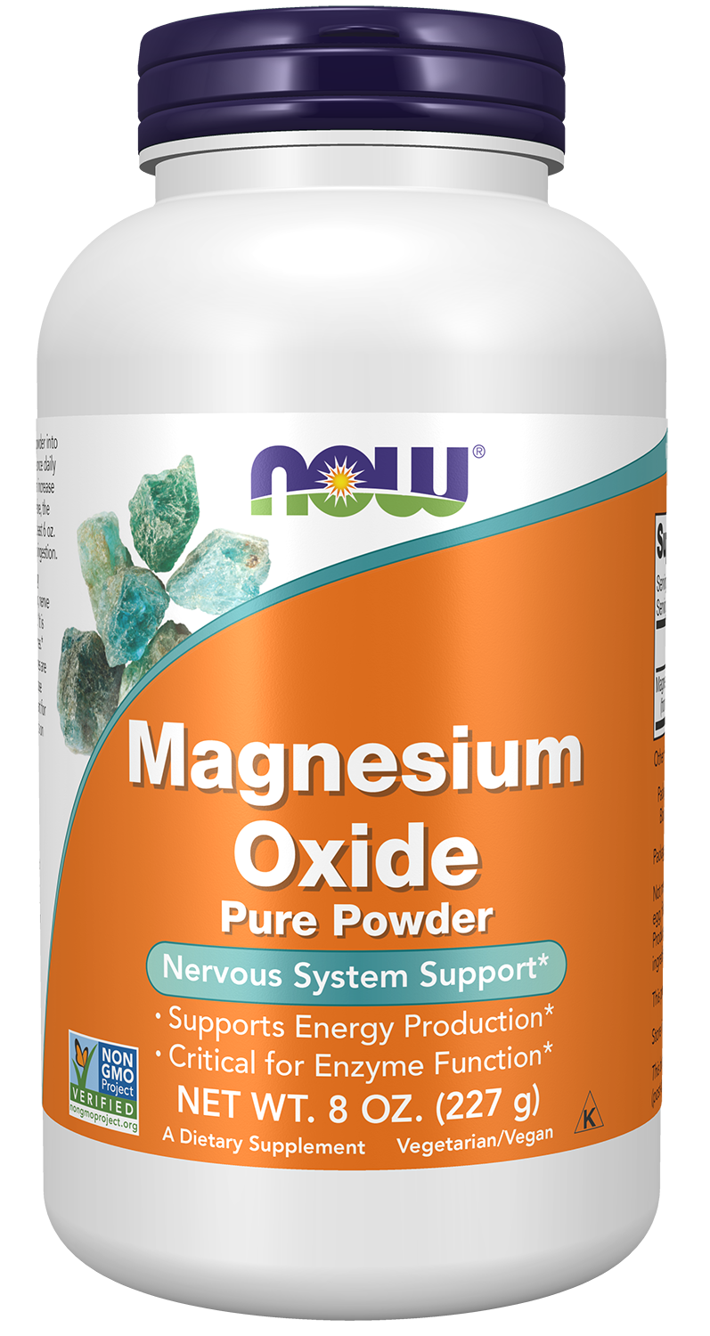 NOW Supplements, Magnesium Oxide, Enzyme Function*, 8 oz — product image