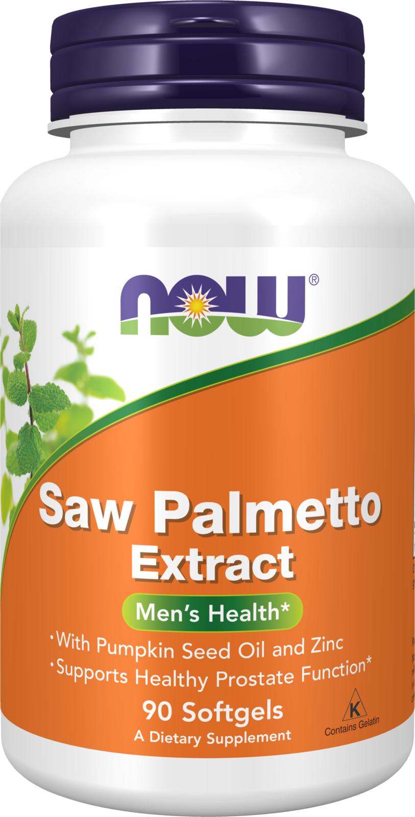 NOW Supplements, Saw Palmetto Extract, Pumpkin Seed Oil, Zinc, 90 Softgels — product image