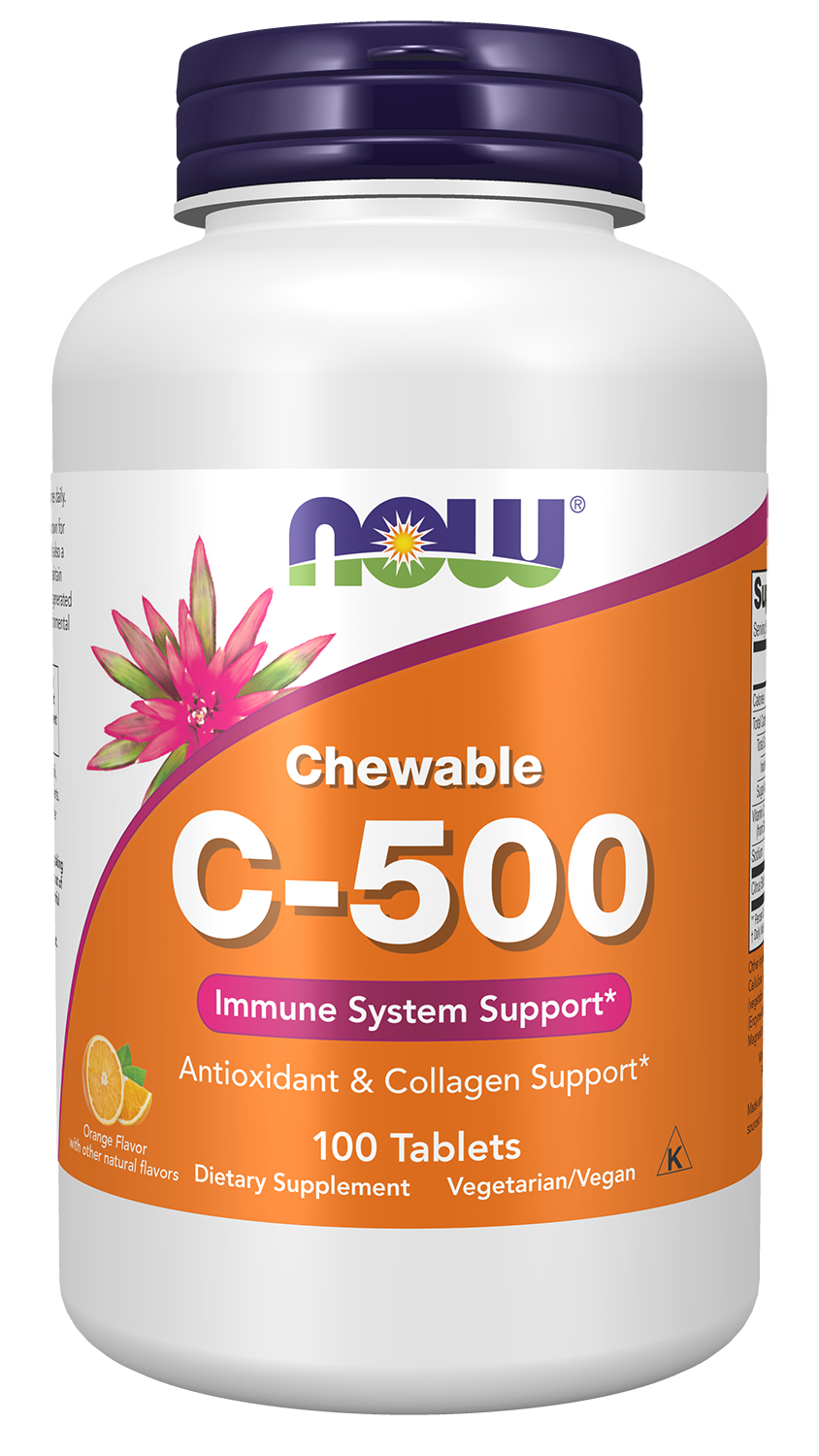 NOW Supplements, Vitamin C-500, Orange Juice Flavor, 100 Chewable Lozenges — product image