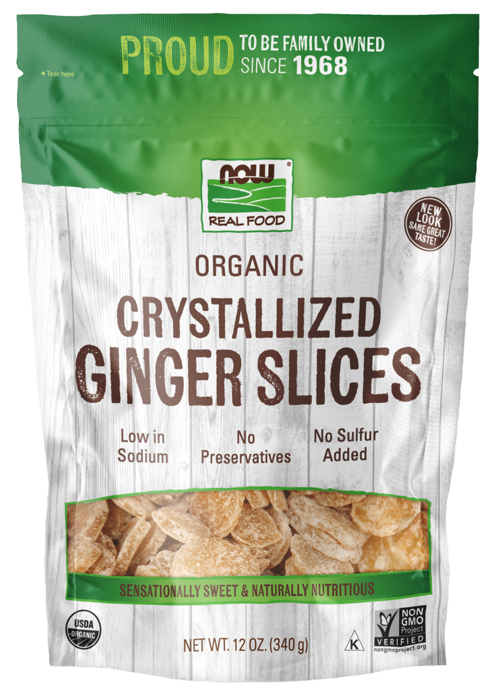 NOW Foods, Organic Crystallized Ginger Slices, No Preservatives, 12 oz — product image