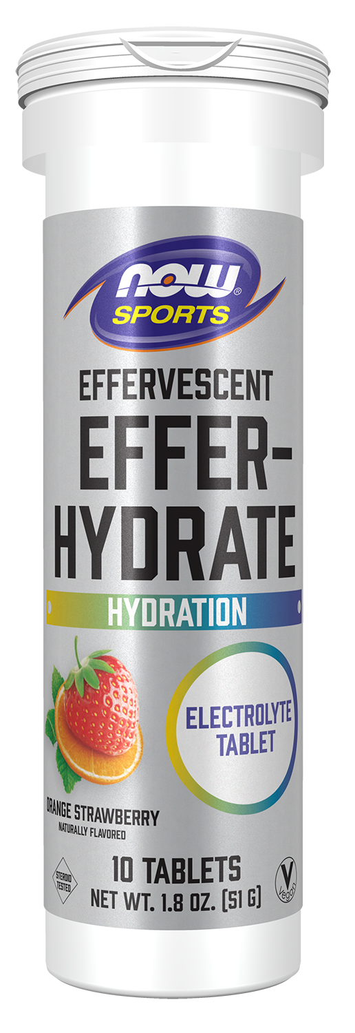 NOW Sports, Effervescent Effer-Hydrate, Electrolytes, ORG-STR, 10 Tabs — product image