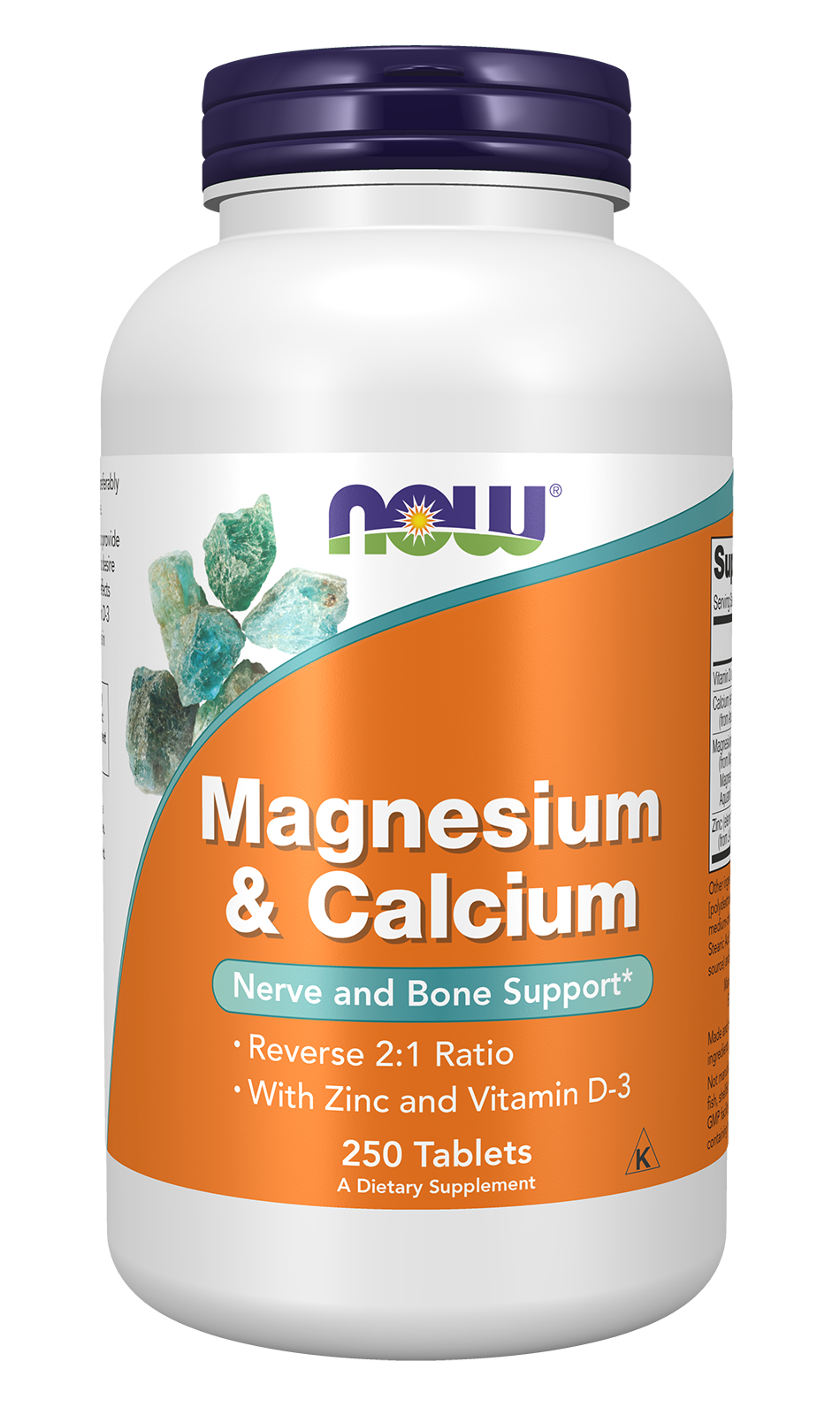 NOW Supplements, Magnesium & Calcium, With Vitamin D3 and Zinc, 250 Tabs — product image