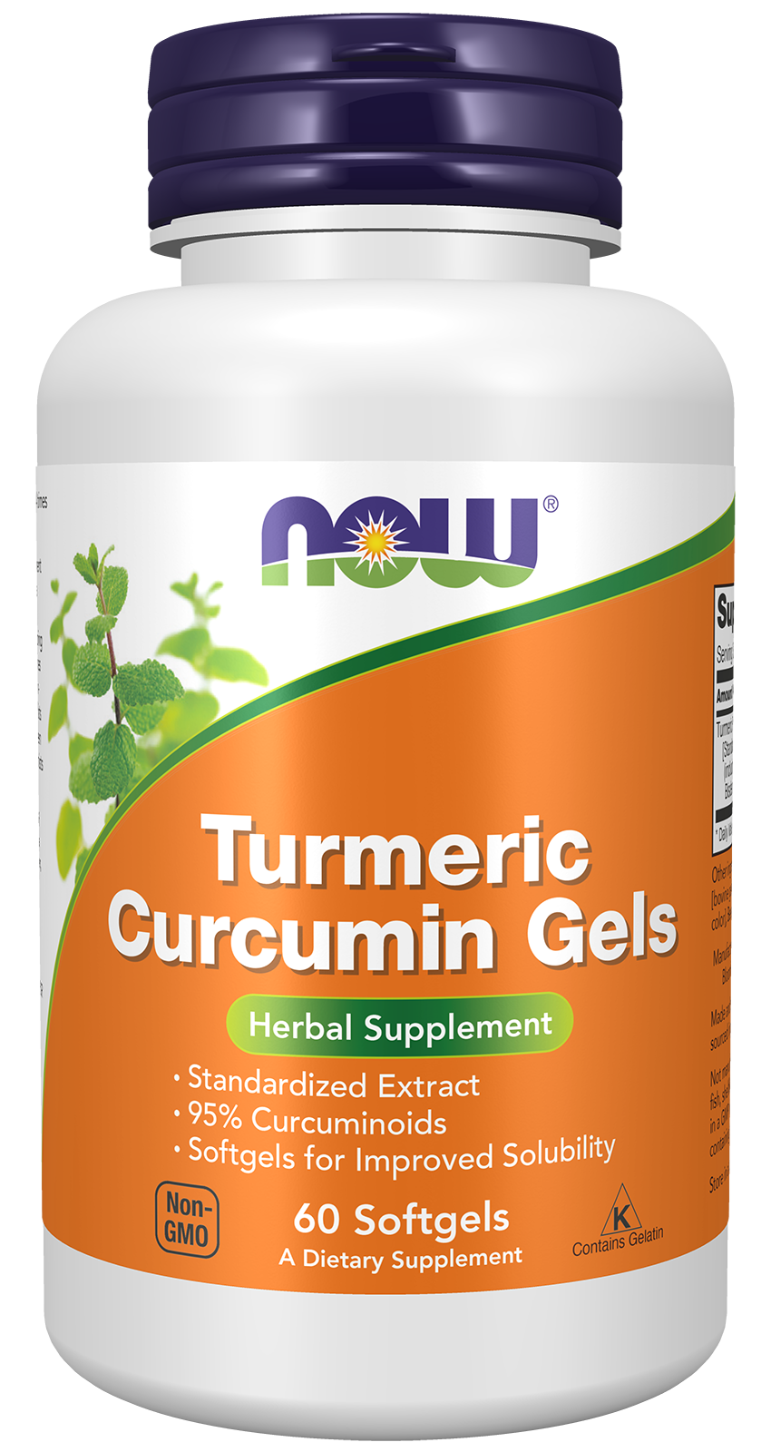 NOW Supplements, Tumeric Curcumin Gels, With 95% Curcuminoids, 60 Softgels — product image