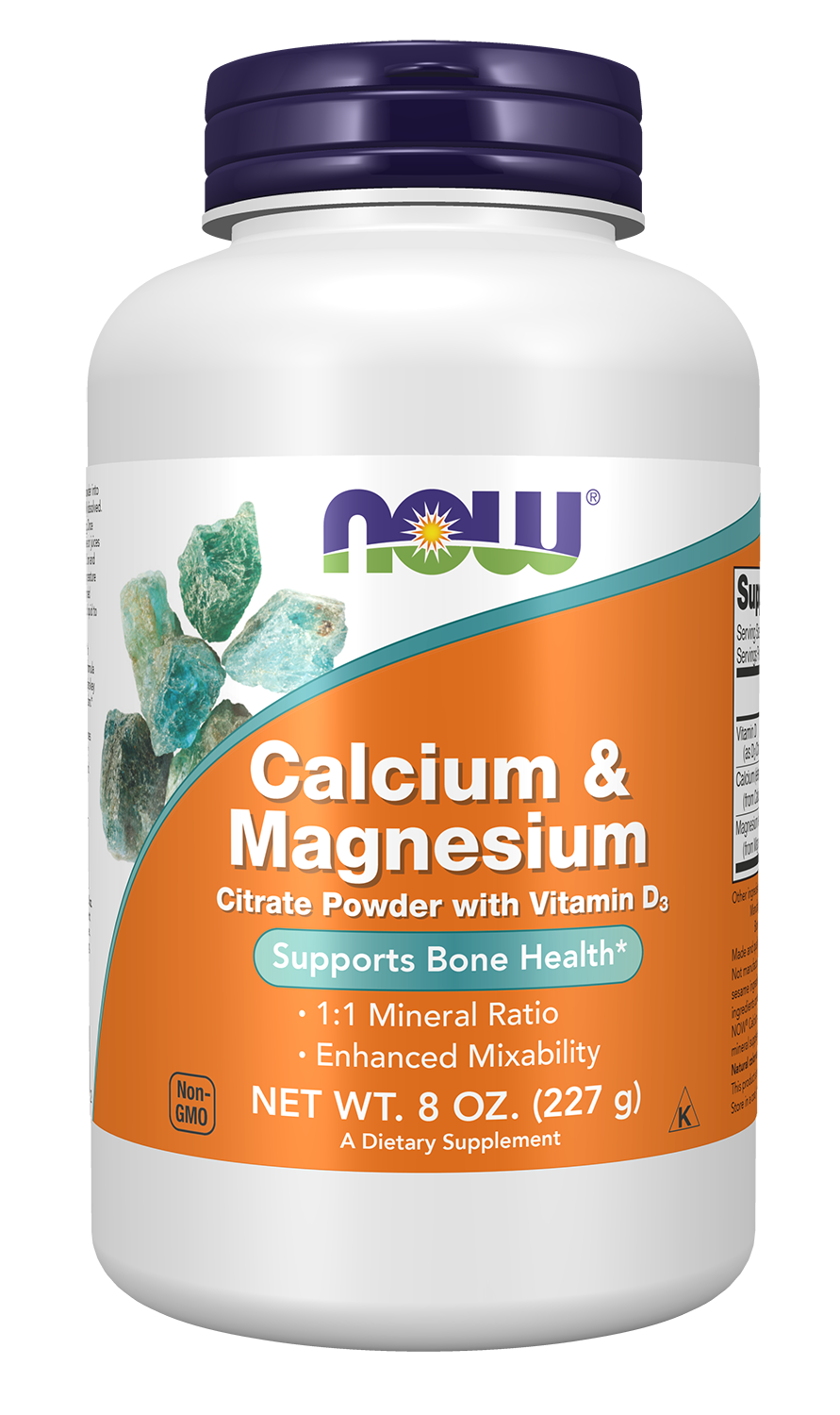 NOW Supplements, Calcium & Magnesium Citrate and D-3, Powder, 8 oz — product image