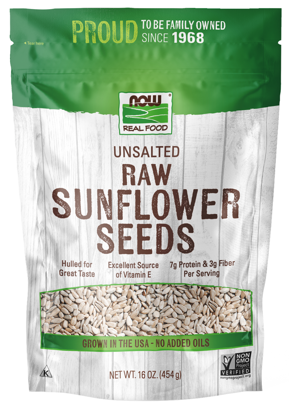 NOW Foods, Sunflower Seeds, Raw & Unsalted, Good Source of Fiber, 16 oz — product image
