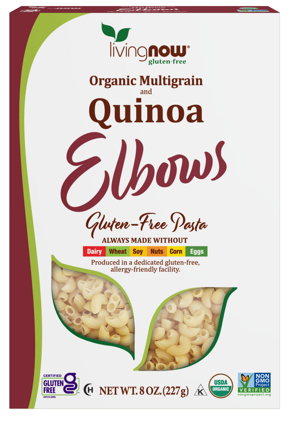 NOW Foods, Organic Quinoa Macaroni, Gluten-Free, Elbow Pasta, 8 oz — product image