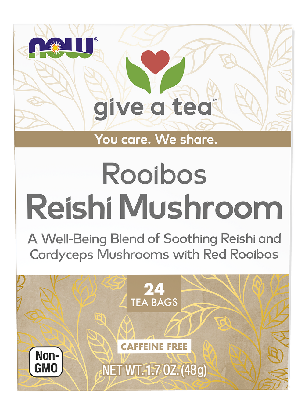 NOW Give a Tea® Rooibos Reishi Mushroom Tea, Caffeine-Free, 24 bags — product image