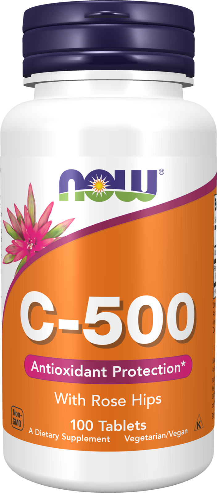 NOW Supplements, Vitamin C-500 with Rose Hips, 100 Tabs — product image