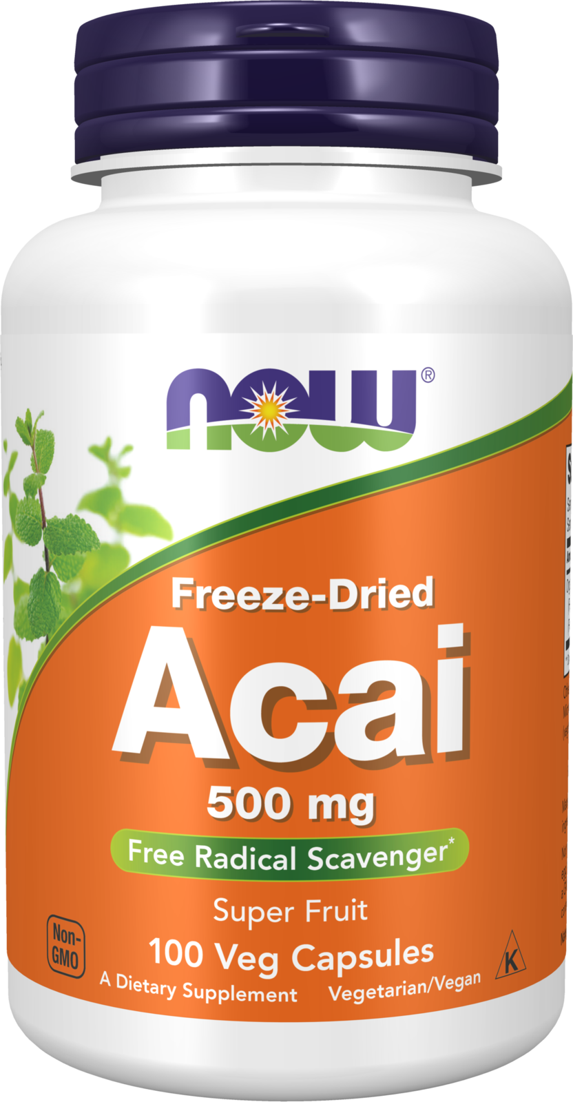 NOW Supplements, Acai 500 mg, Freeze-Dried Super Fruit, 100 Veg Caps — product image
