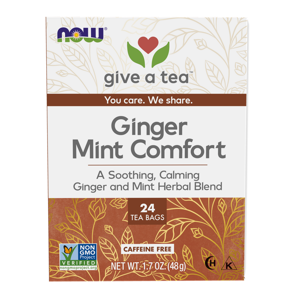 NOW Foods, Give a Tea® Ginger Mint Comfort Tea, Tummy-Pleasing, 24 bags — product image