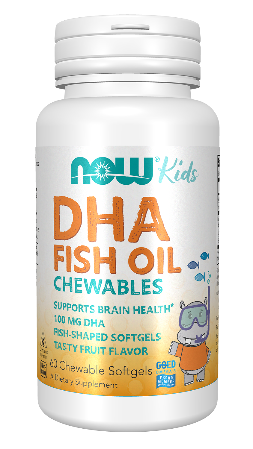 NOW Supplements, DHA Kids 100 mg, Fruit Flavor, 60 Chewable Softgels — product image