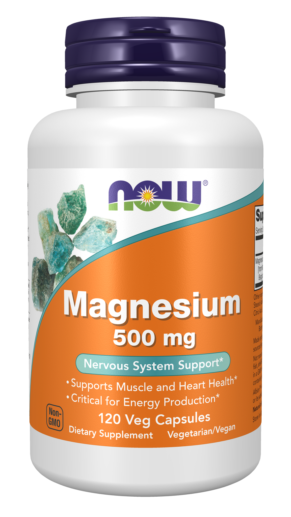 NOW Supplements, Magnesium 500 mg, Nervous System Support*, 120 Veg Caps — product image