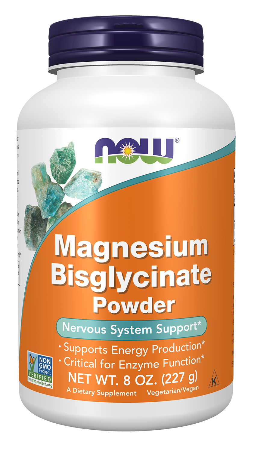 NOW Supplements, Magnesium Bisglycinate Powder, Enzyme Function*, 8 oz — product image