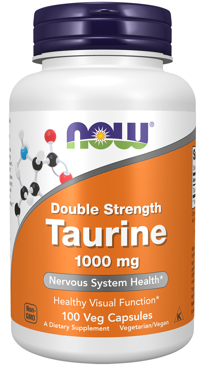 NOW Supplements, Taurine 1,000 mg, Double Strength, 100 Veg Caps — product image