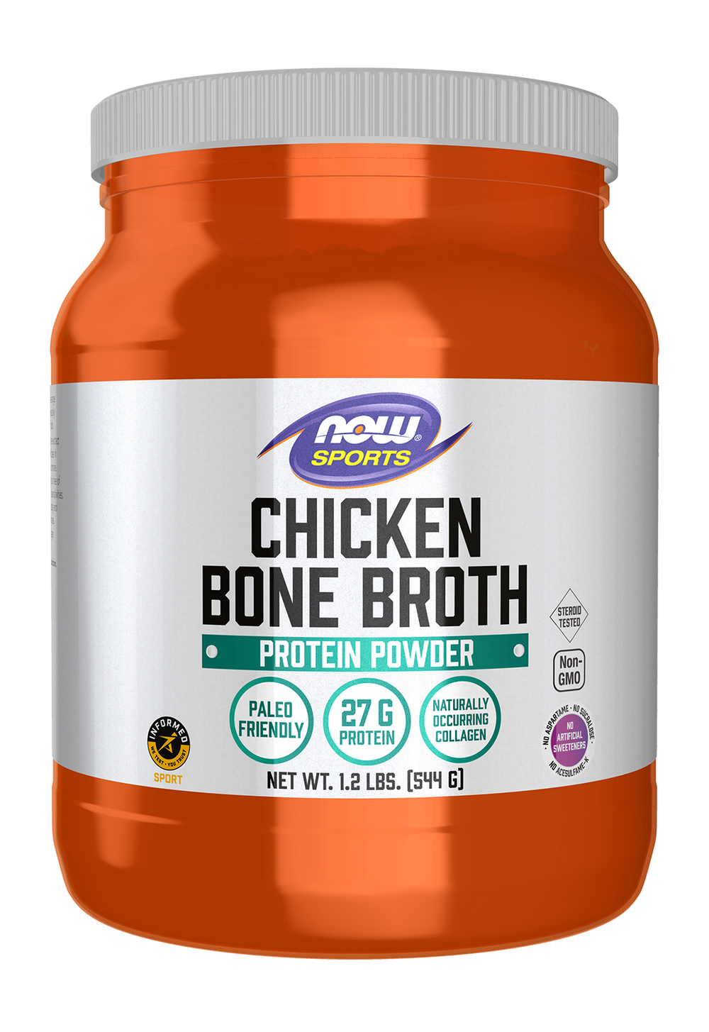NOW Sports, Chicken Bone Broth Powder, Naturally Occurring Collagen, 1.2 lb — product image