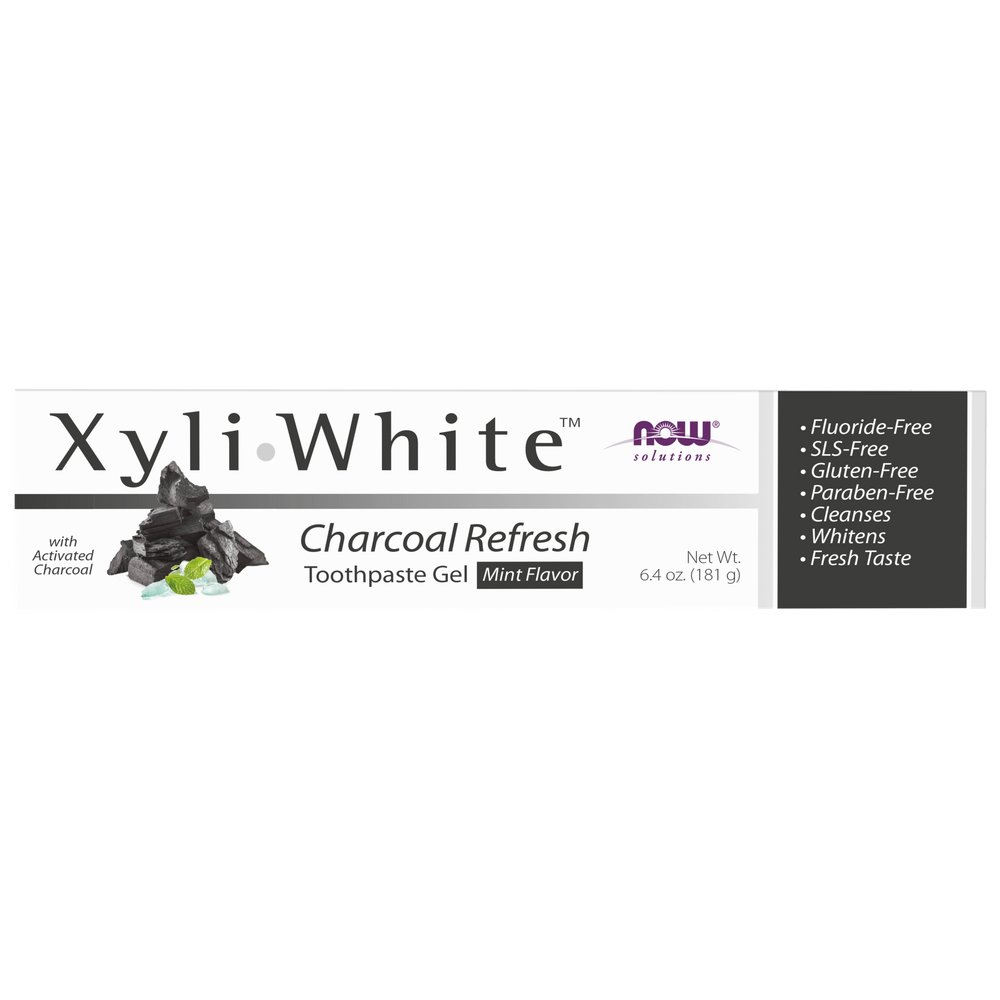 NOW Solutions, Xyliwhite™ Toothpaste Gel, Charcoal Refresh, Mint, 6.4 oz — product image