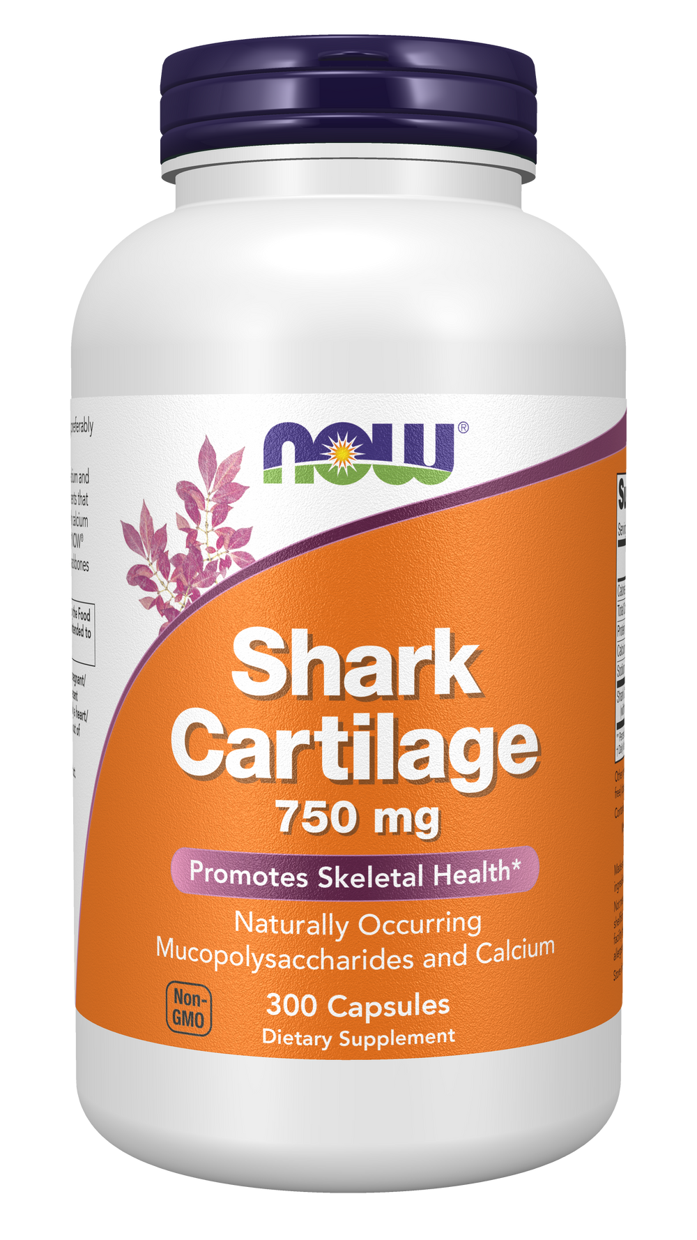 NOW Supplements, Shark Cartilage 750 mg with Naturally occurring Mucopolysaccharides and Calcium, 300 Capsules — product image