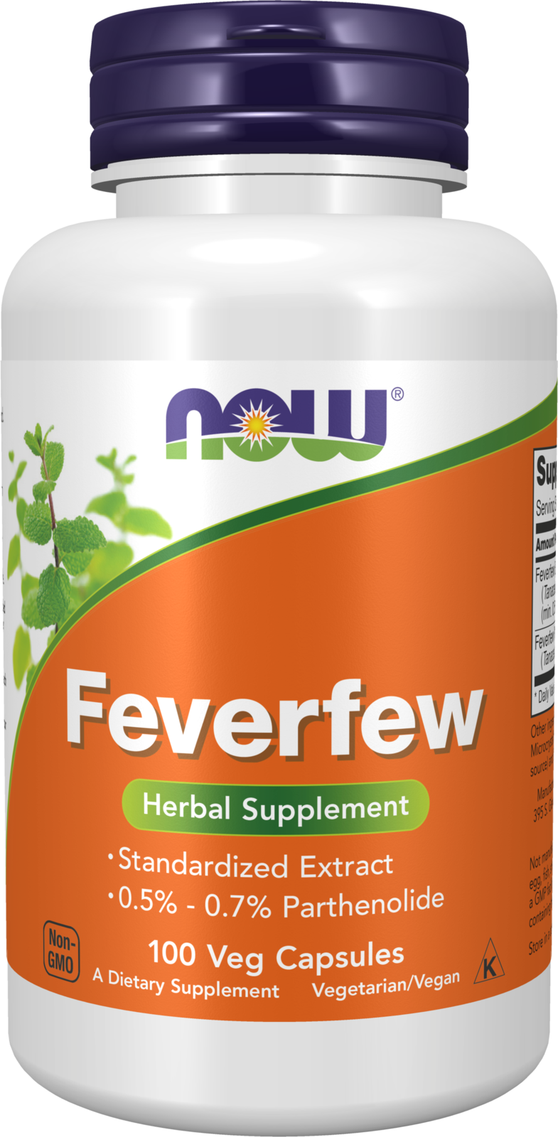 NOW Supplements, Feverfew with 0.5% - 0.7% Parthenolide, 100 Veg Caps — product image