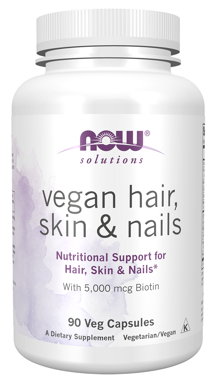NOW Solutions, Vegan Hair, Skin & Nails, With 5,000 mcg Biotin, 90 Veg Caps — product image