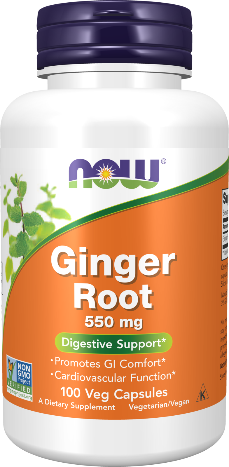NOW Supplements, Ginger Root 550 mg, Digestive Support*, 100 Veg Caps — product image