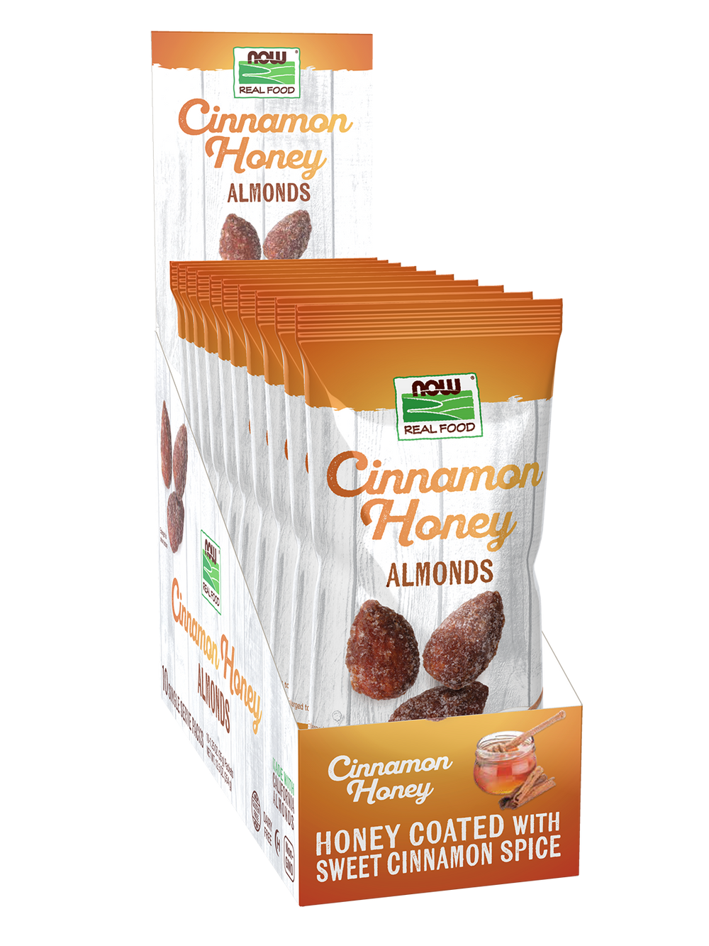 NOW Foods, Cinnamon Honey Coated Almonds, Small Batch, 10 Single Packets — product image